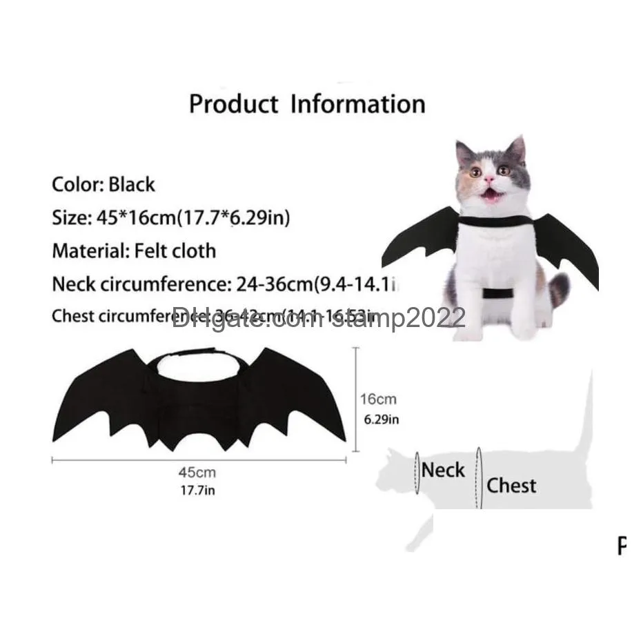 petluvz halloween bat wings for cats dogs - fun party costume cosplay decor accessory in black