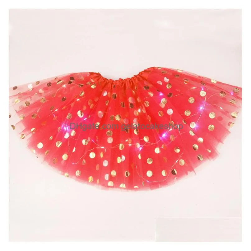 party favor children skirt kids poncho skirts gold dot skirt with light sequin luminous skirts led lamp tutu skirtlt211