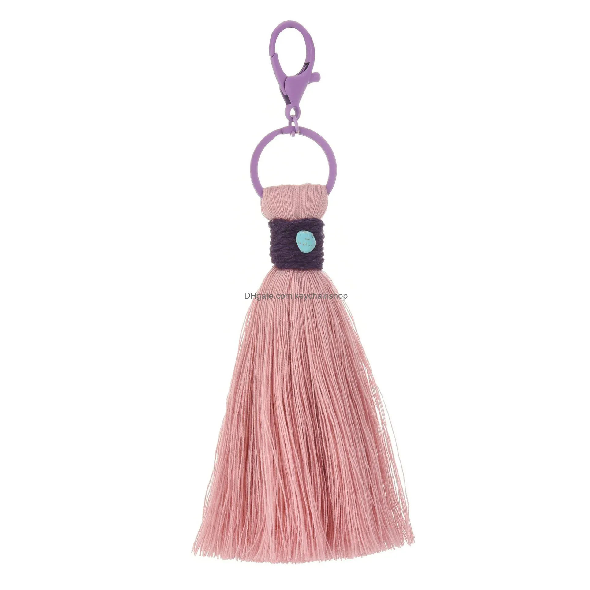 garden handmade cotton thread keychain 8 colors line tassel pendant ethnic accessories fashion bag pendant keychains