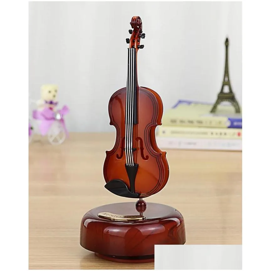 melody strings violin guitar music box - rotating musical base creative artware for parties home decor - miniature instrument