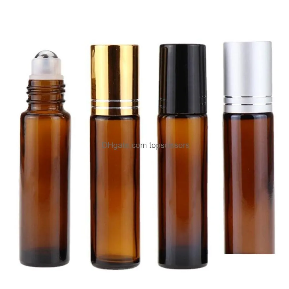  oil roller bottles 10ml frosted amber glass with rollers balls roll on bottle