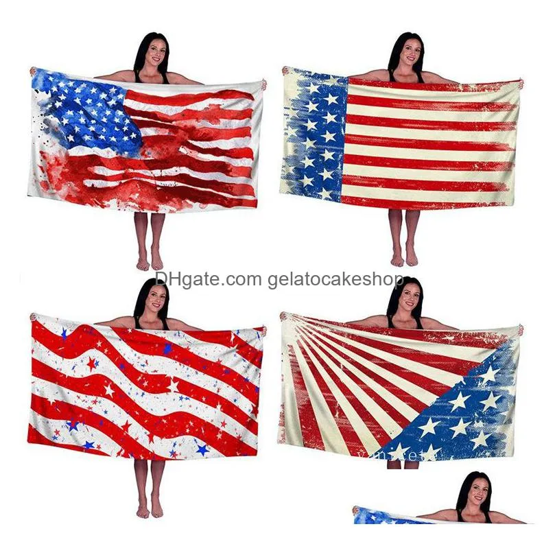 home textiles microfiber beach towel american flag bath towels digital printing sunscreen soft absorbent various patterns lt188