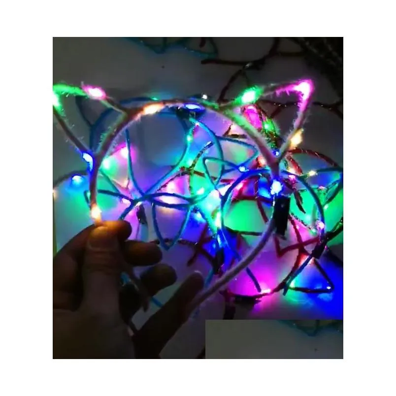 sparklekitty led headband - glowing cat ears for parties concerts and sports fans