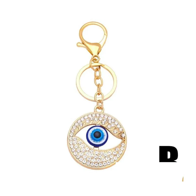 color rhinestone evil eye key rings keychain turkish blue eyes charm bag pendant keyring holder