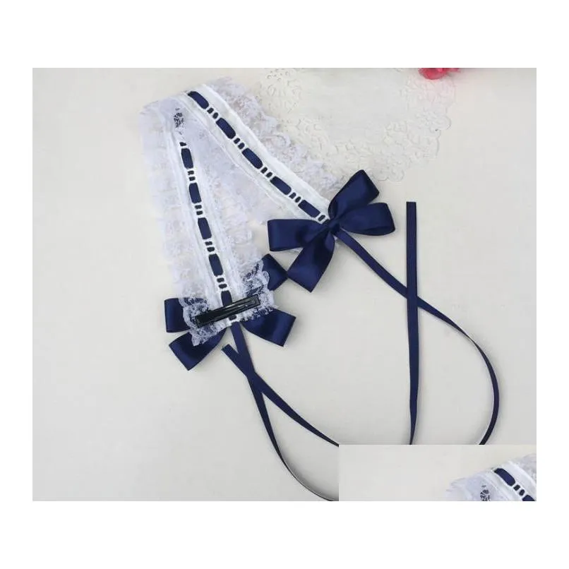 carnival party cosplay anime waitress maid handmade lolita bows kc headband ribbon lace headdress sweet headwear clips costume