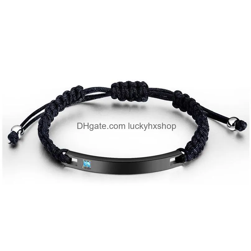 custom engraved steel braided couple bracelet - personalized handmade diy jewelry