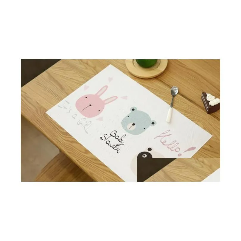 placemats for kids woven vinyl print cartoon pvc table mats washable heat resistant anti-skid non-slip insulation dining table pads