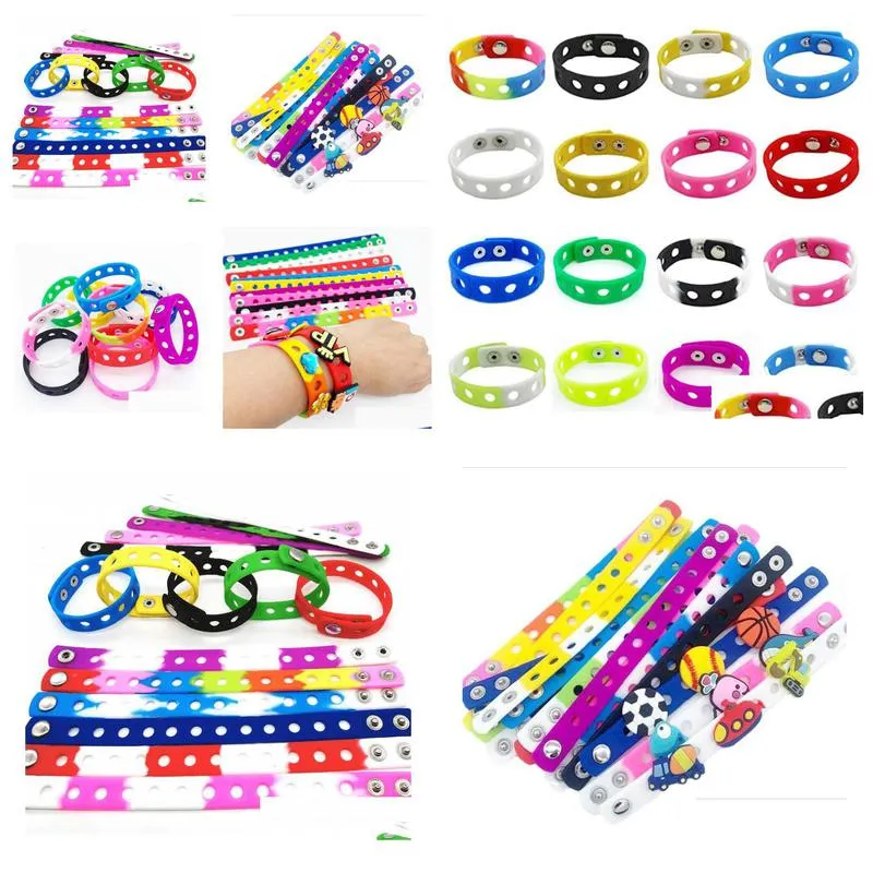 silicone jelly wristbands adjustable rubber bracelets colorful bracelet with holes for kids boys girls birthday party award 18cm