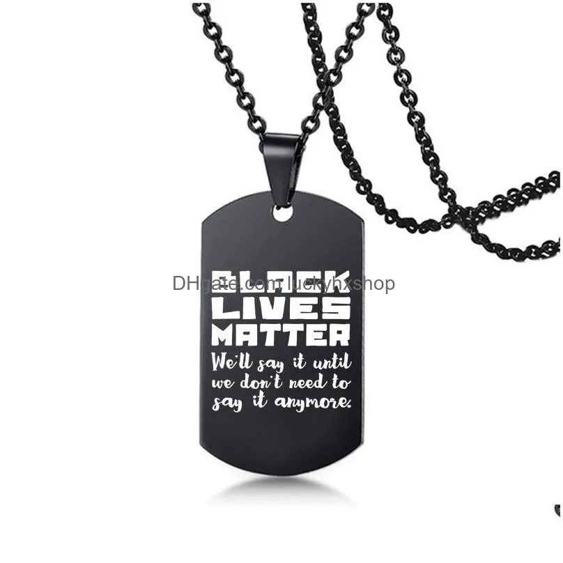 blm statement necklace military-inspired hip-hop stainless steel pendant for fashionable protesters