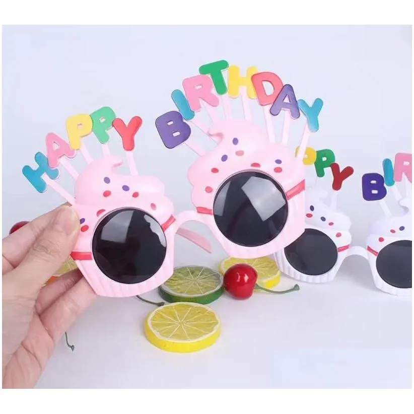 birthday sunglasses party favors decoration novelty funny glasses for kids adults sweet photo props cream cake flower balloon design