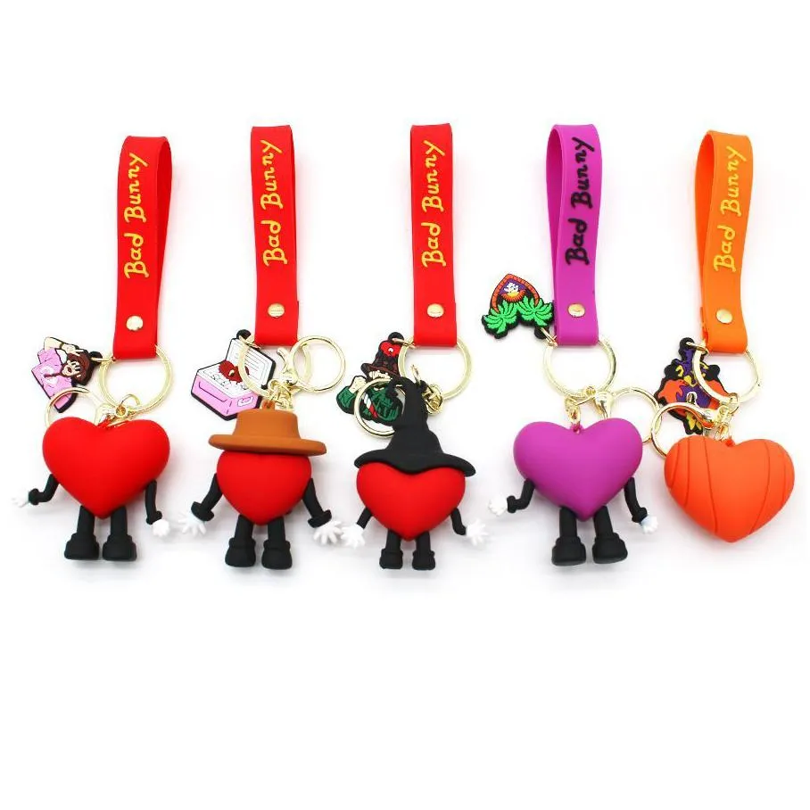 finger toy cartoon doll keychain figures dolls keychains pendant key ring pendant cute bad rabbit love bag pendants three-dimensional