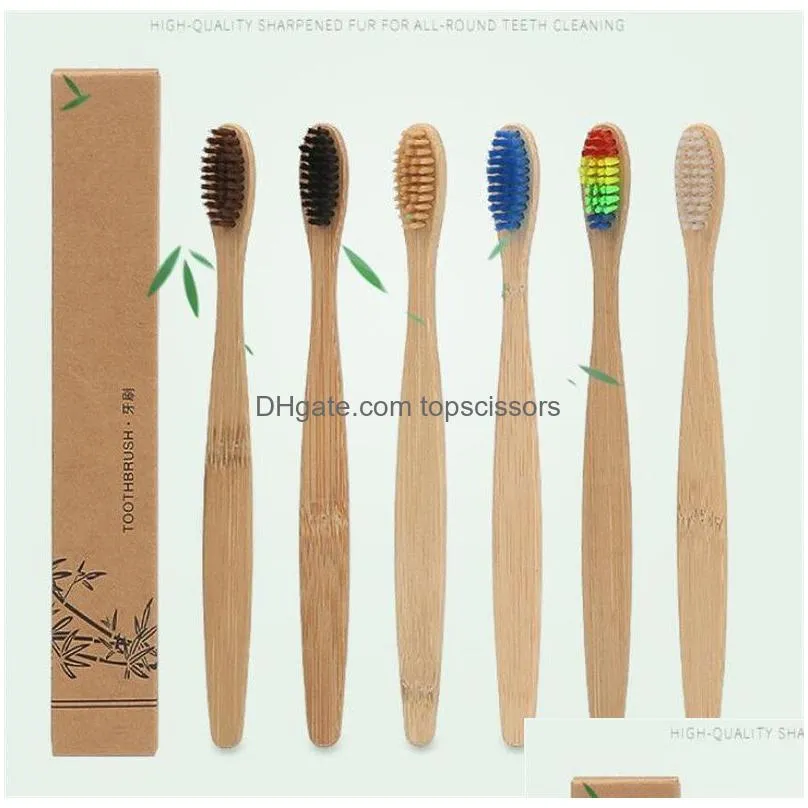 toothbrush natural bamboo handle rainbow whitening soft bristle bamboo toothbrush eco-friendly tooth teeth brush oral care xb1