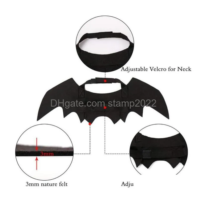 petluvz halloween bat wings for cats dogs - fun party costume cosplay decor accessory in black