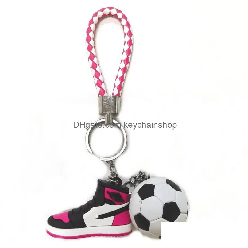 3pcs/sets silicone 3d sneaker ball rope keychain basketball football volleyball sport shoes keycring bag rope keychains for men women fashion