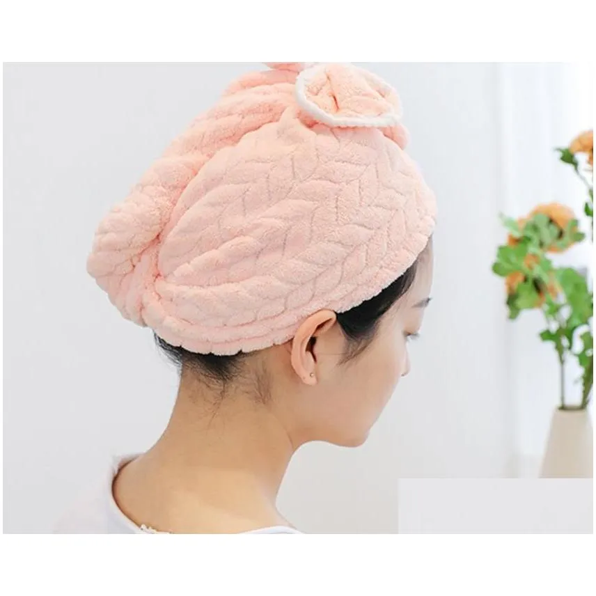 softdry microfiber hair drying cap - twist dry towel turban for shower bonnet style fast absorbent pink.