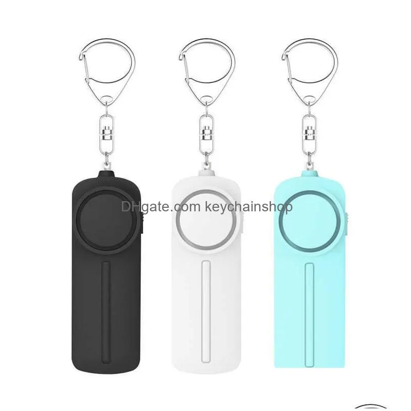 pull ring personal alarm keychains letters 130db safety sound led light self defense emergency alarm key ring for women and children