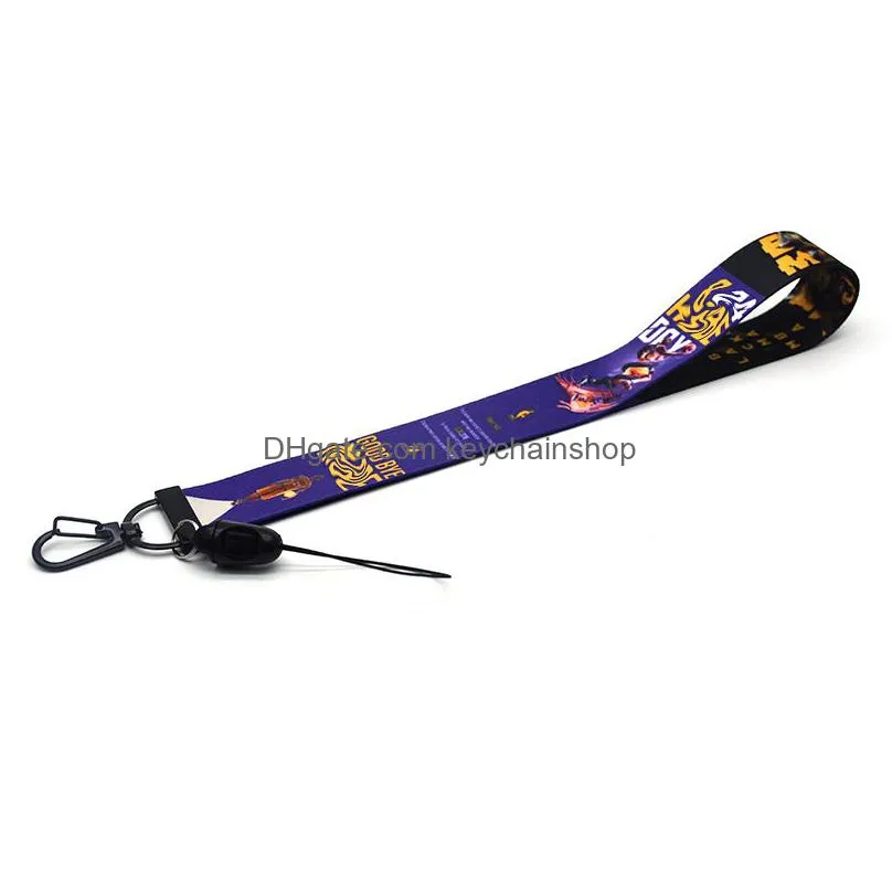 25mm wide trendy strap keychain famous basketball players teams polyester lanyard key phone bag pendant wrist strap