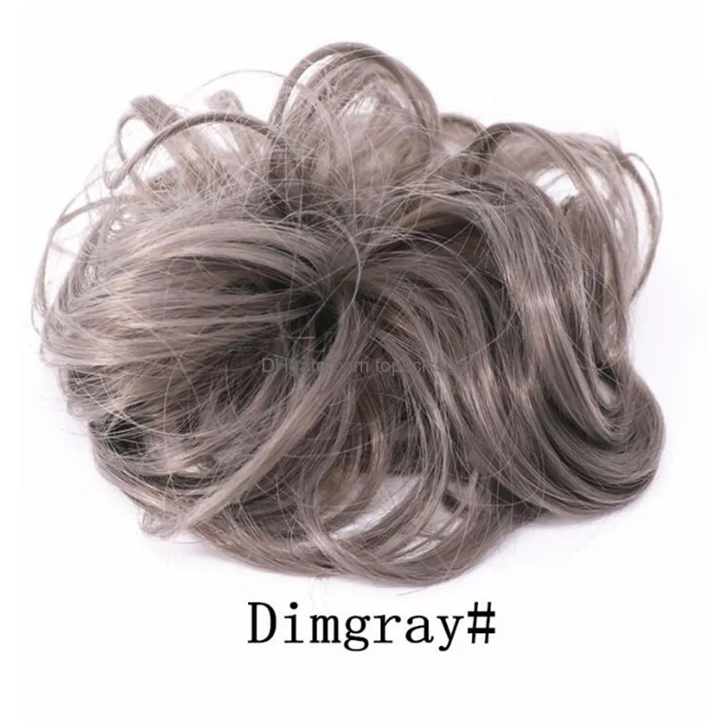 synthetic bun curly messy elastic hair scrunchies elegant chignons hair piece for women and children