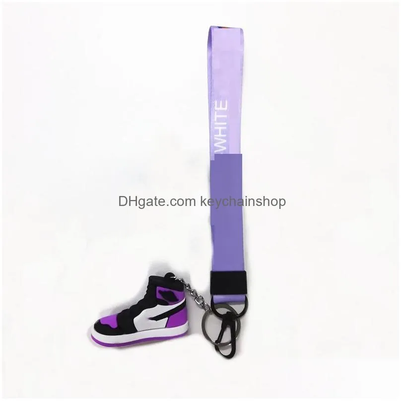 2pcs/sets designer silicone 3d sneaker white keychain men women high quality key ring fashion shoes keychains bag car chain basketball keychain 8