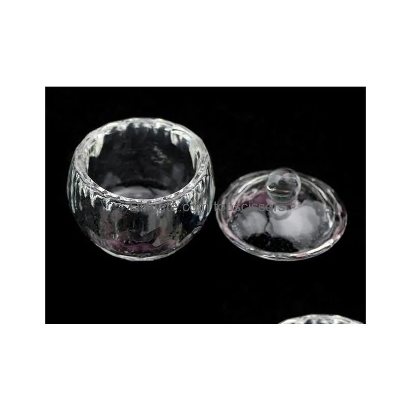 nail art crystal glass dappen dish bowl cup with lid liquid glitter powder caviar nail tools