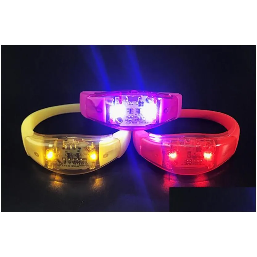 led sound control glow bracelet for parties night runs - abs silicone flashing lights gift-worthy