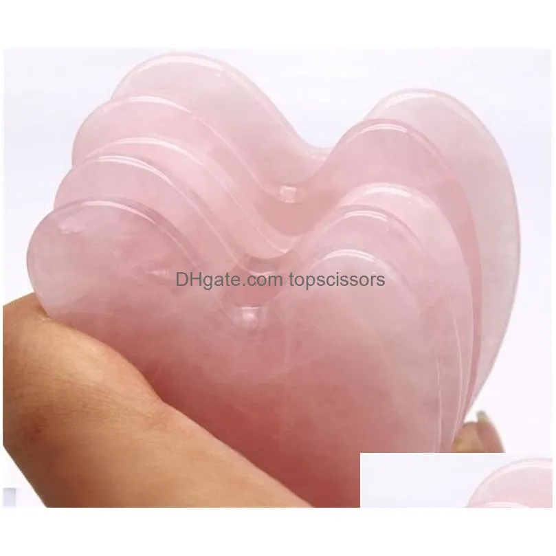 new health rose quartz jade guasha board natural stone scraper chinese gua sha tools for face neck back body acupuncture pressure