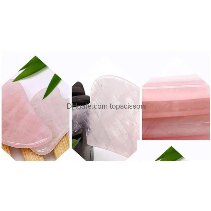 new health rose quartz jade guasha board natural stone scraper chinese gua sha tools for face neck back body acupuncture pressure