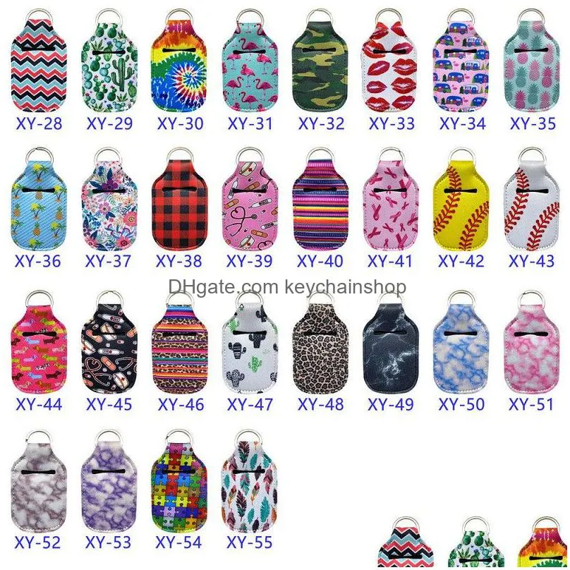 84 colors customize neoprene hand sanitizer bottle holder keychain wristband key ring 1 setis2 pcs multiple styles with set dive material