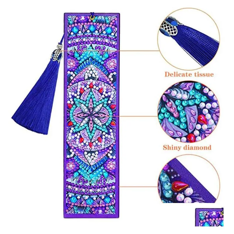 5d diamond painting bookmark christmas party favor diy beaded tassel bookmarks with tool for kids adults beginner art craft supplies