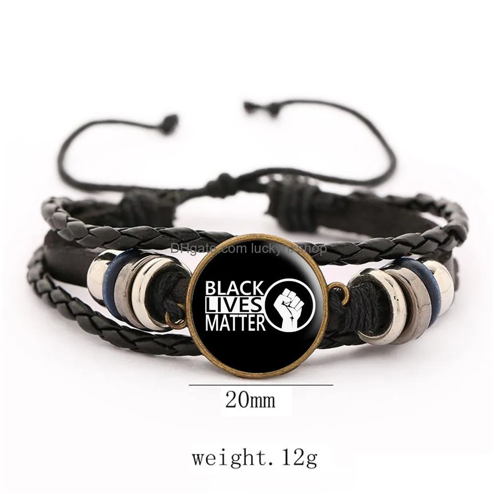 blm bracelet anti-racism wristband empowering equality justice - uni leather charm jewelry gift for all