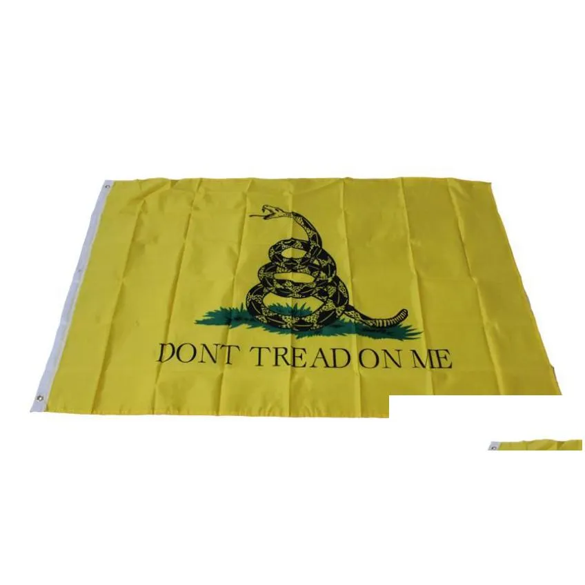 gadsden flag tea party banner 3x5 ft - indoor/outdoor fade-resistant canvas w/ brass grommets