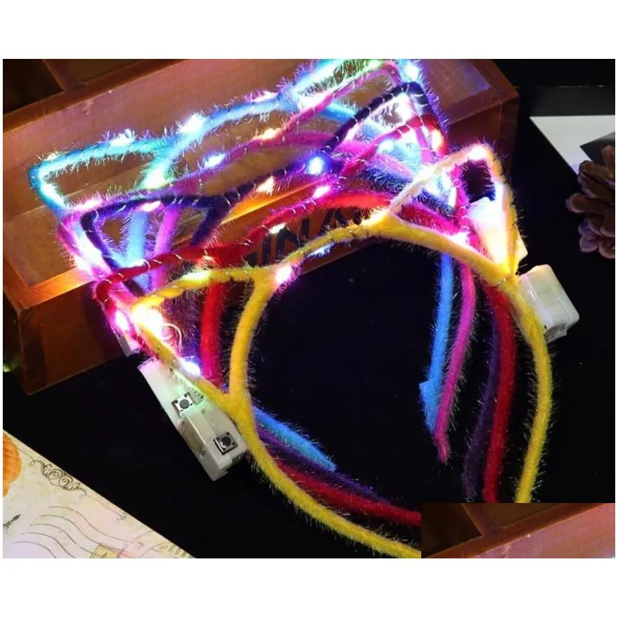 partyshine led rabbit cat ear crown headband neon glasses headdress for mardi gras birthdays weddings more.