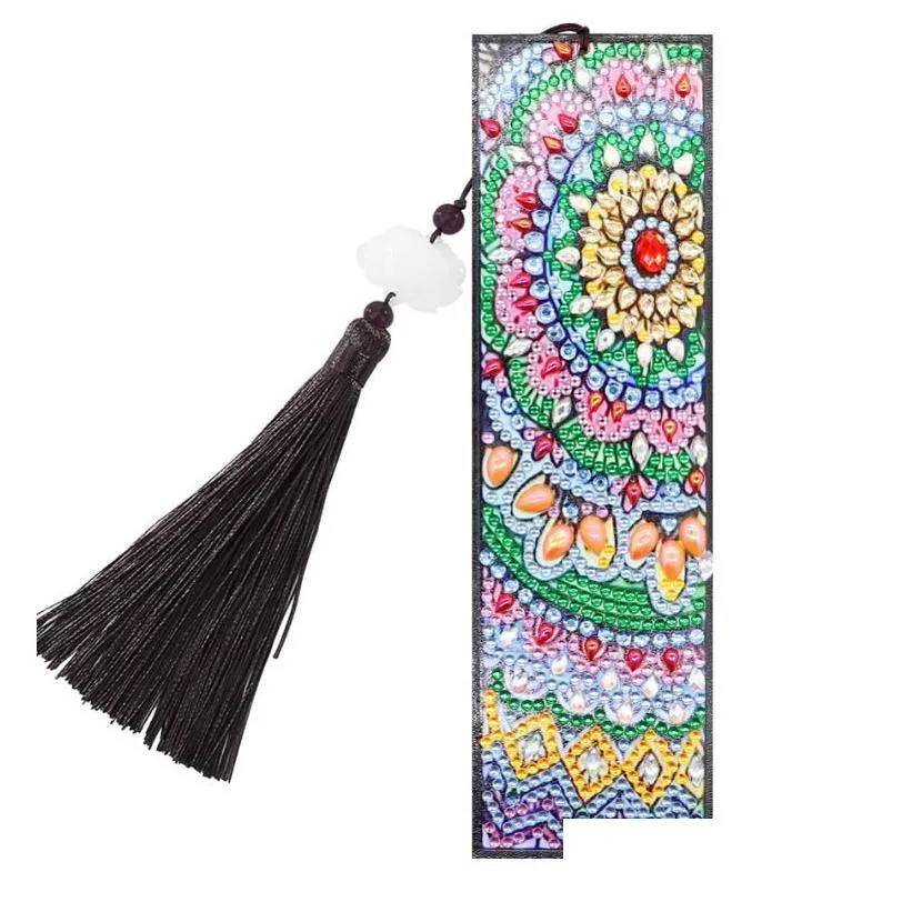 crystalart 5d diamond painting bookmark kit with tassel - diy rhinestones arts for fathers day christmas birthdays parties