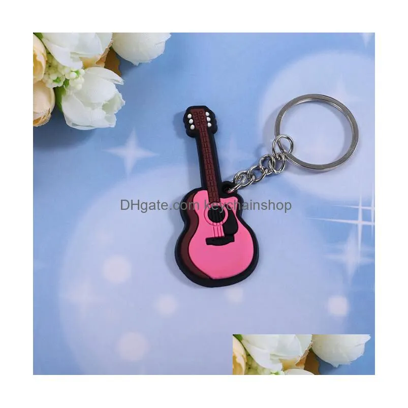 10 styles creative musical musical keychain pvc mini piano guitar drums cute keychains for woman man child key ornament