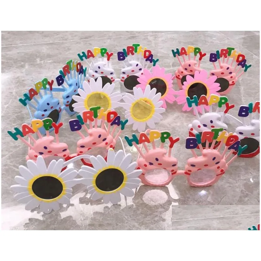 birthday sunglasses party favors decoration novelty funny glasses for kids adults sweet eyewear photo props cream cake flower balloon