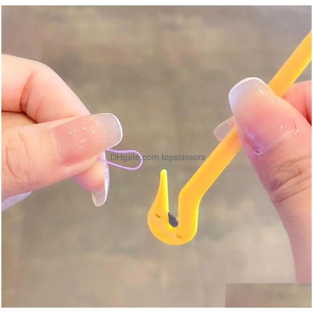 wholesale elastic rubber hair bands remover cutter pony pick for cutting ties pain ponytail tool kd