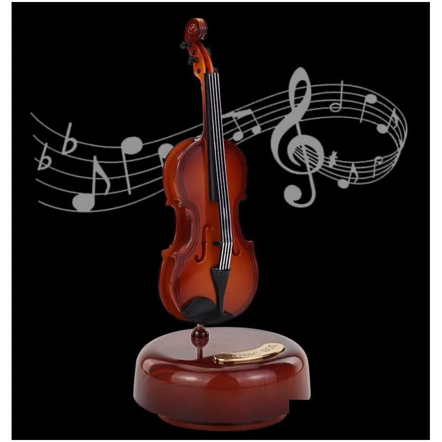 melody strings violin guitar music box - rotating musical base creative artware for parties home decor - miniature instrument