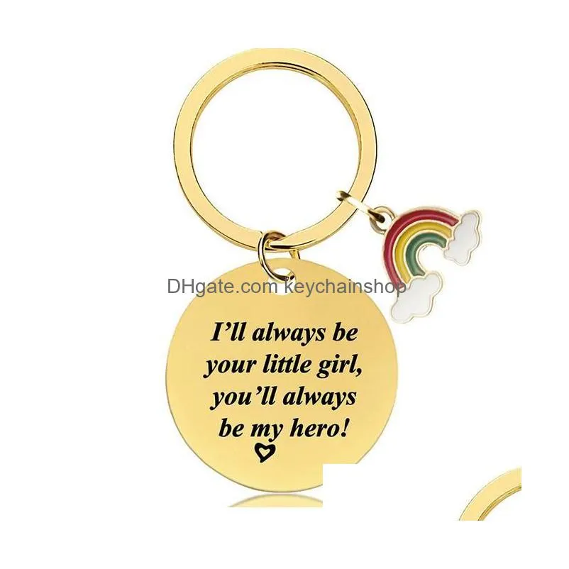 18 styles mothers day rainbow round keychain gift gold stainless steel round metal key chain with lettering for mama holiday gifts