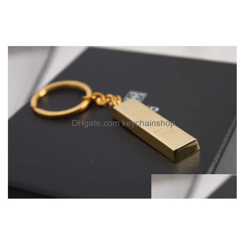 the gold brick shaped key chain pure gold 9999 purity key ring simulation of gold creative small gift