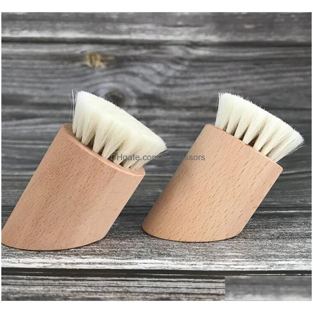 natural goat hair wooden face cleaning brush wood handle facial cleanser blackheads nose scubber baby brushes