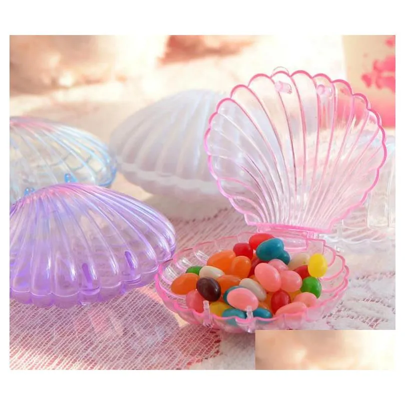 clear plastic shell candy boxes beach theme wedding birthday party favors box diy beaded container festive christmas decor gift wrap