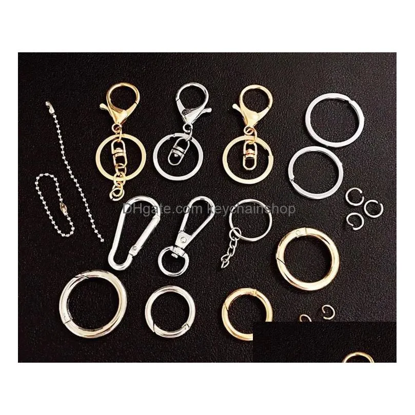 high quality lobster clasp hooks key ring key chain accessories alloy jewelry making materials gold and sliver