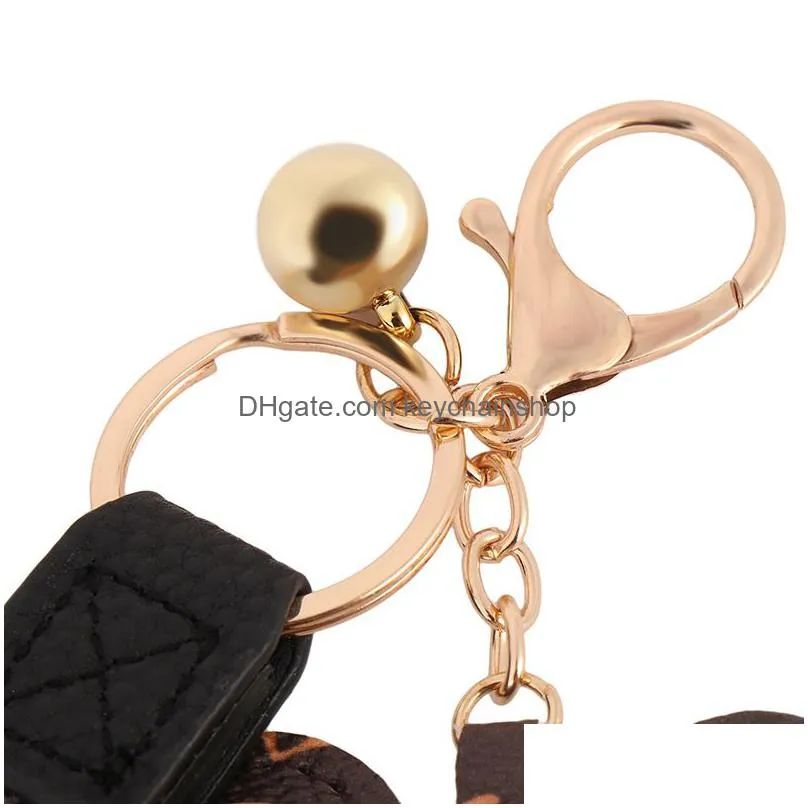 animal designer keychains mouse bow key chain pu leather keyring men women bag pendant accessories party favor uni keyholder