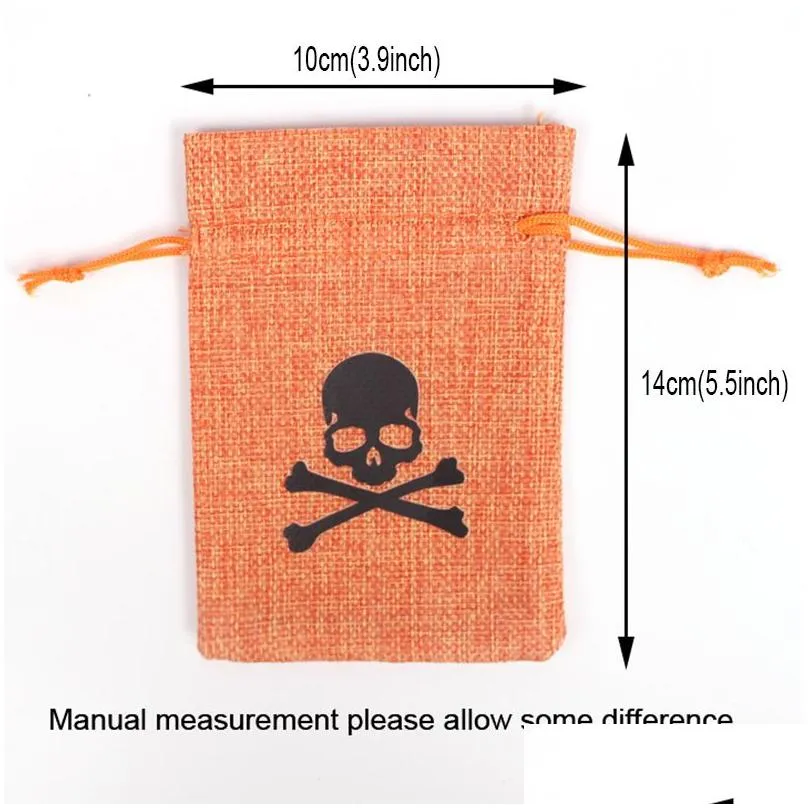 50pcs/pack halloween gift wrap bat pumpkin skull linen burlap candy drawstrings bag pocket treat snacks storage bags cookie pouch kids trick or treating decor