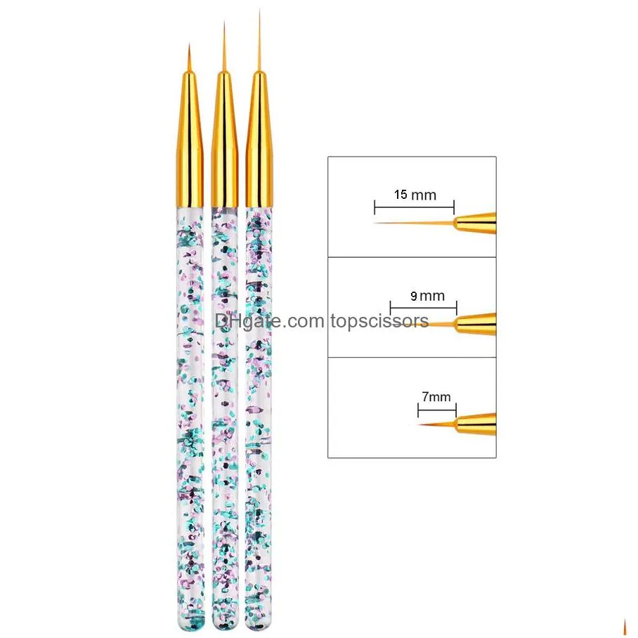 7/9/11/15mm nail art liner brush painting flower drawing french lines grid stripe acrylic uv gel pen diy manicure tools xbjk1912