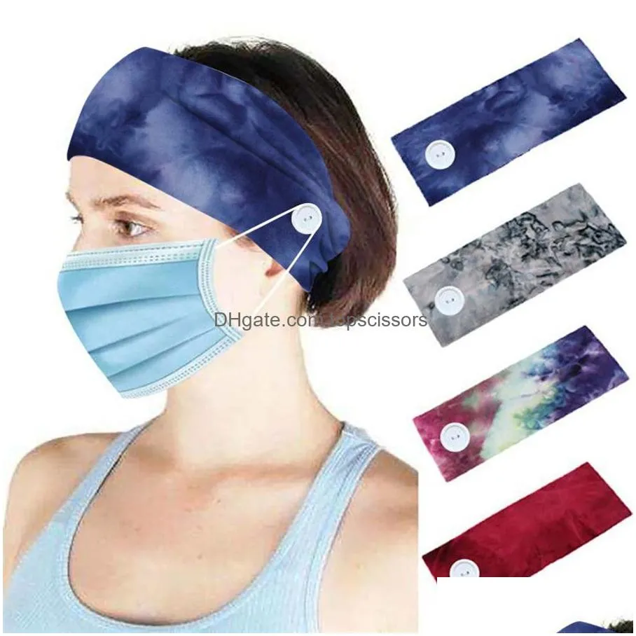 button headband for nurses women men yoga sports workout turban tie dye head wrap elastic hair band jk2006xb