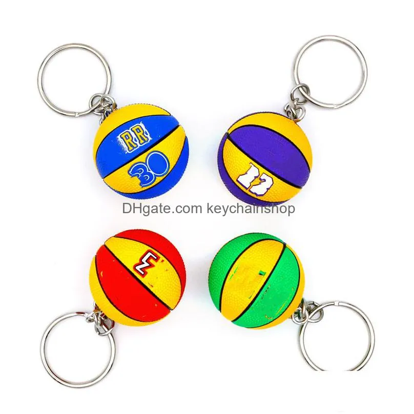 wholesale 40 style pu basketball keychains 3d sports player ball key chains mini souvenirs keyring gift for men boys fans keychain pendant