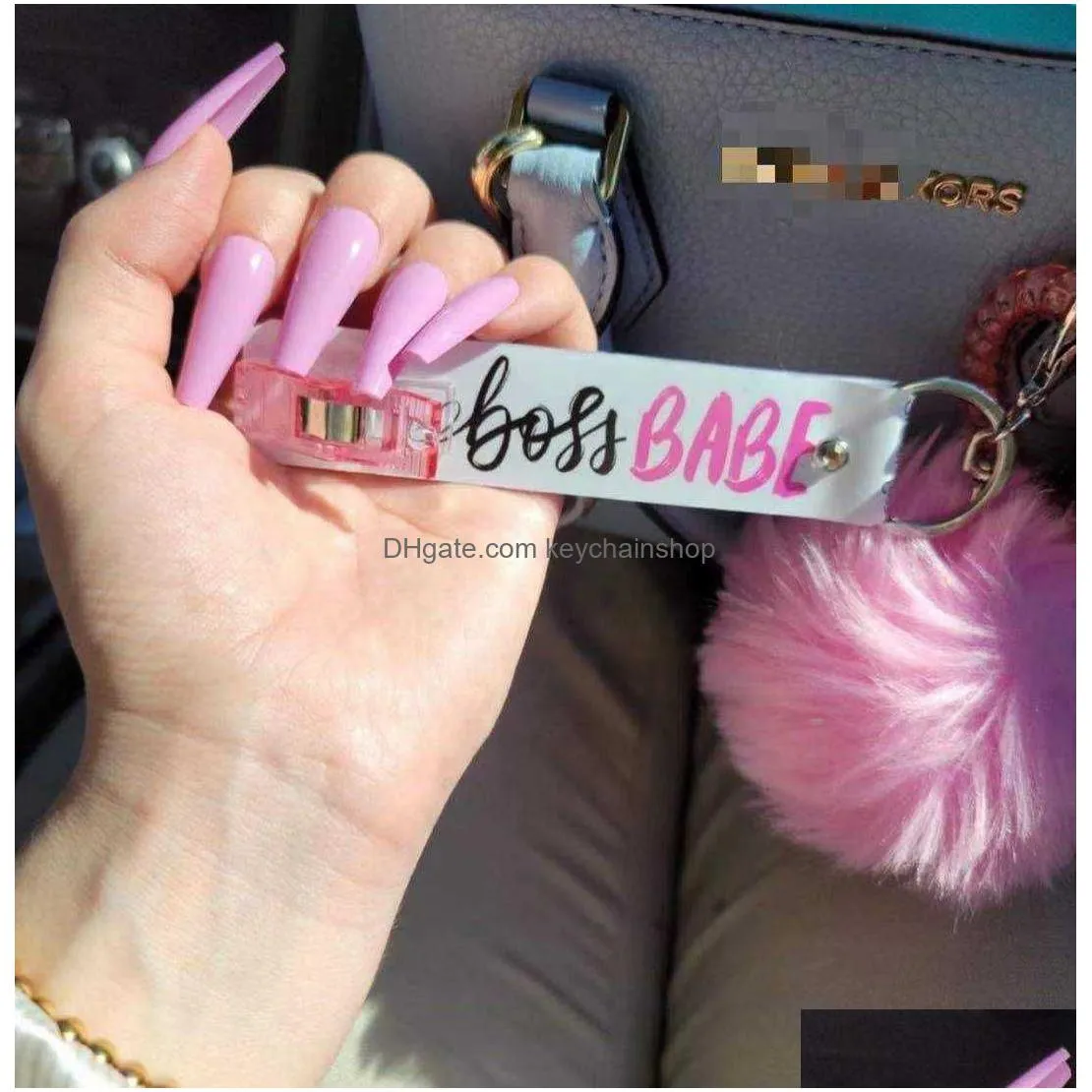 card grabber household self defense keychains women fashion cute credit cards puller pompom acrylic debit bank for long nail atm rabbit fur key rings