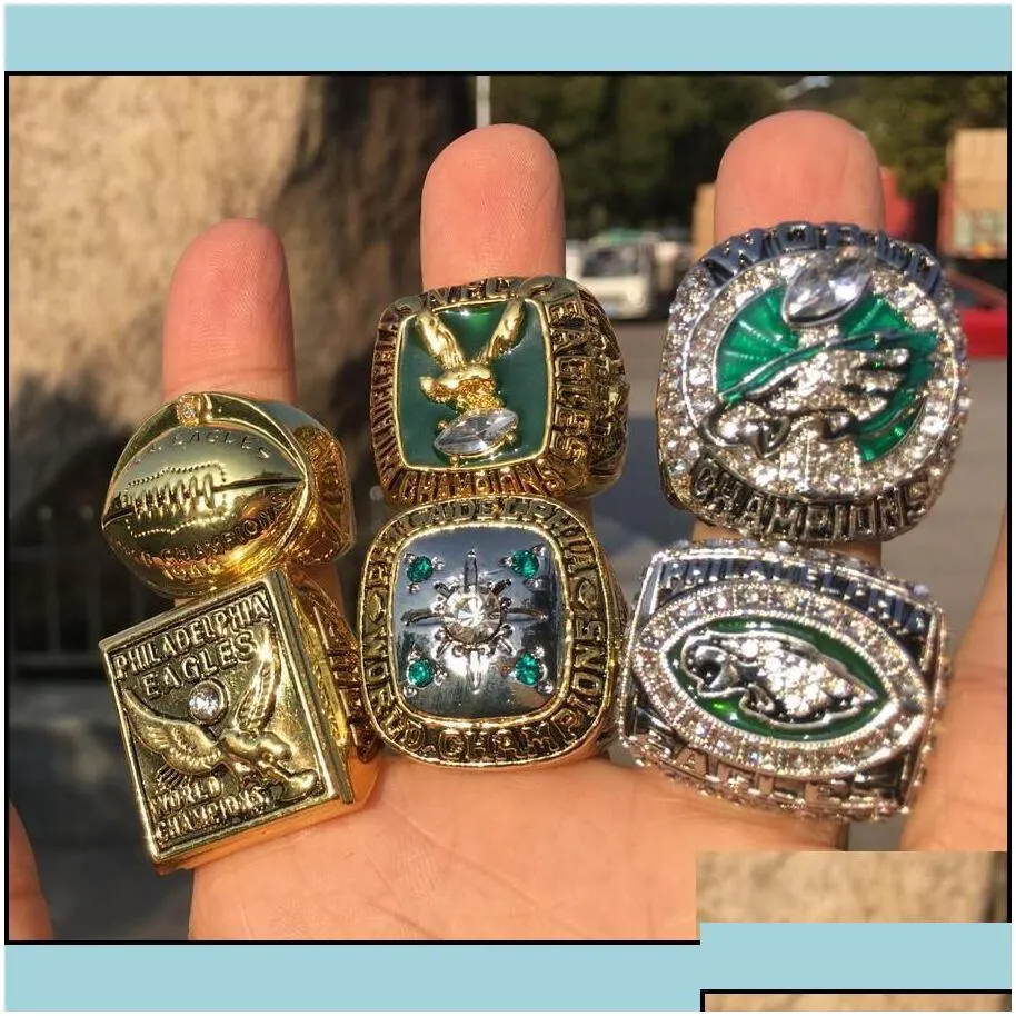 cluster rings philadelphia 6pcs  american football team champions championship ring set with wooden box souvenir men fan gift d