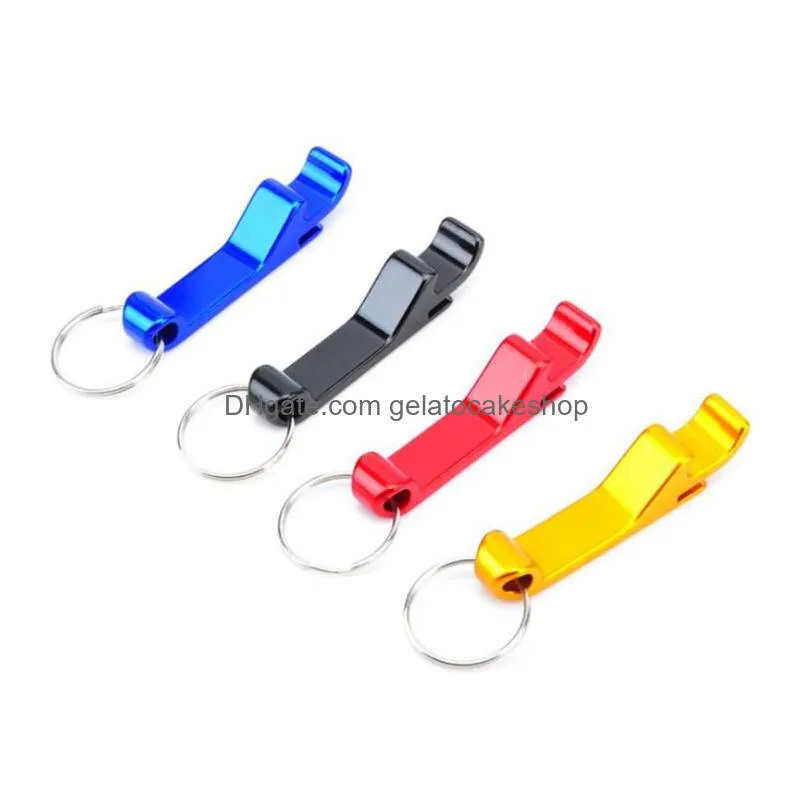 kitchen colorful portable resistance aluminum alloy beer openers wine bottle openers tool with keychain ring creative ornaments